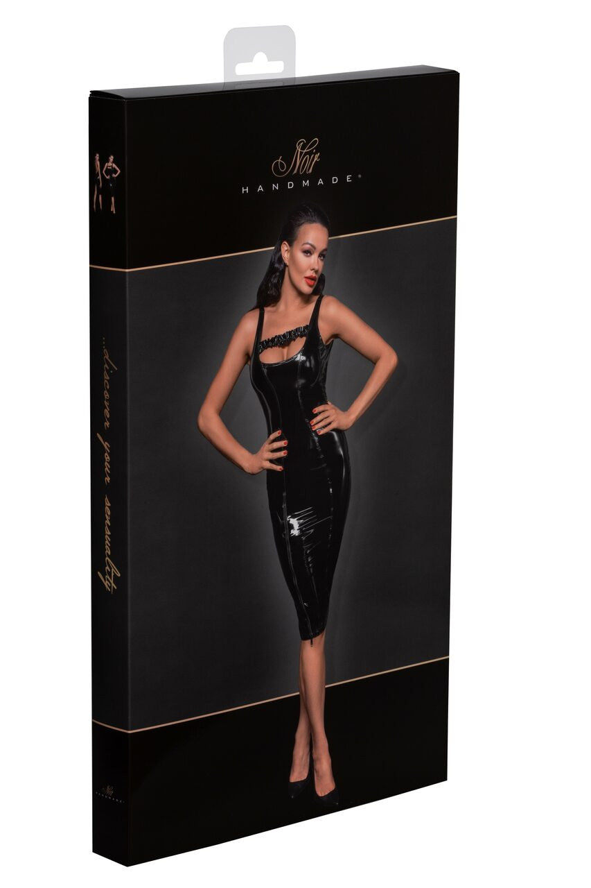 PVC Midi Dress with Front Zipper