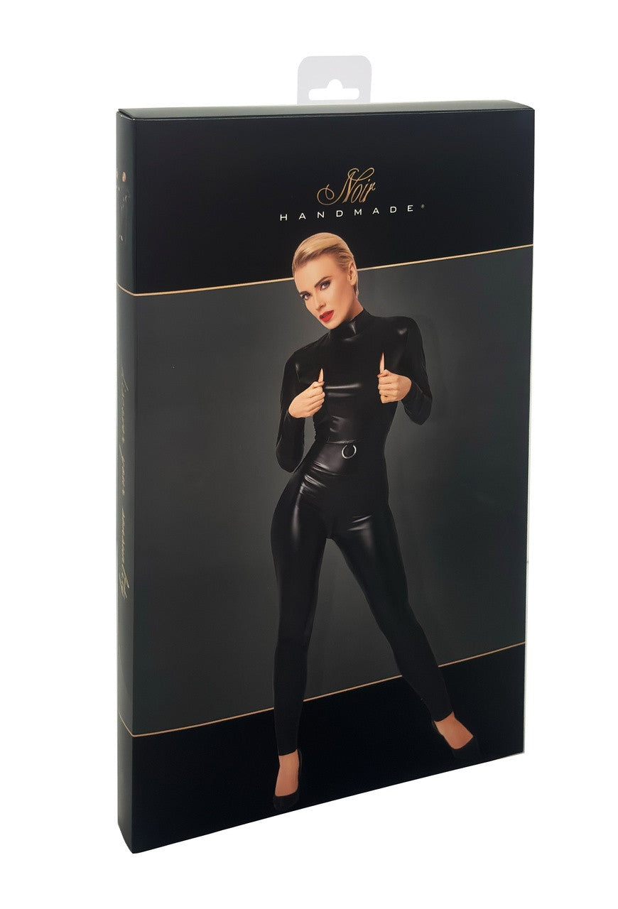 Caged Wetlook Catsuit with Zippers and Ring