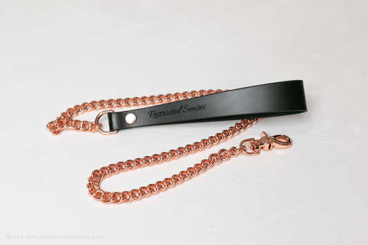Chain Leash with Leather Handle and Snap Hook Connector
