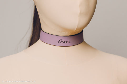 Leather Bondage Engraved Locking Collar