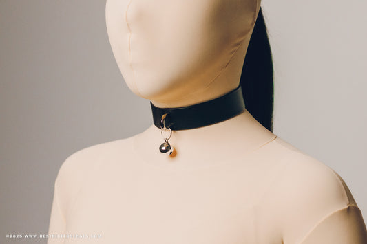 Leather Bondage Locking Collar with Post and Bell