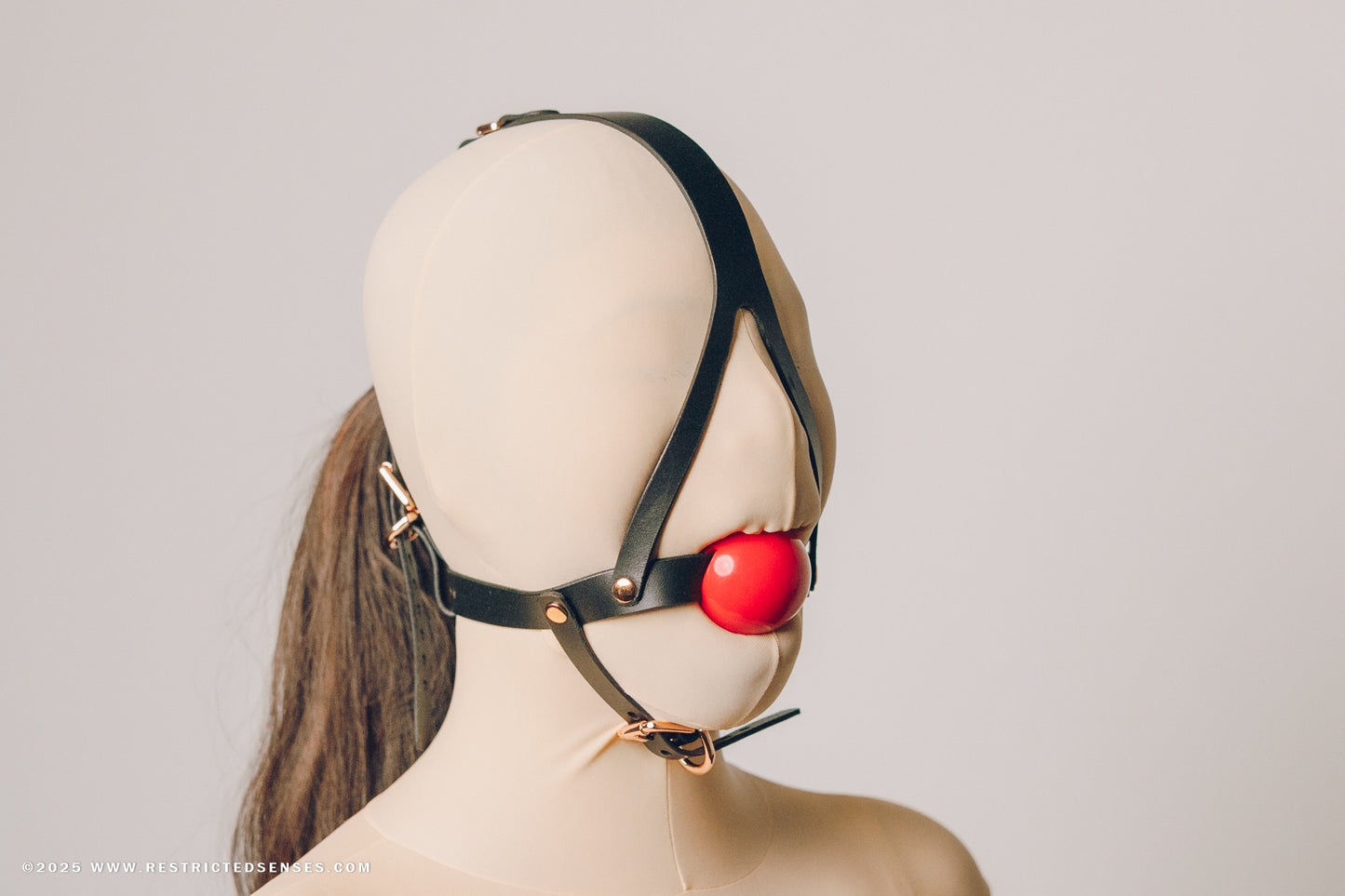 Leather Bondage Simple Style Harness Ball Gag V2