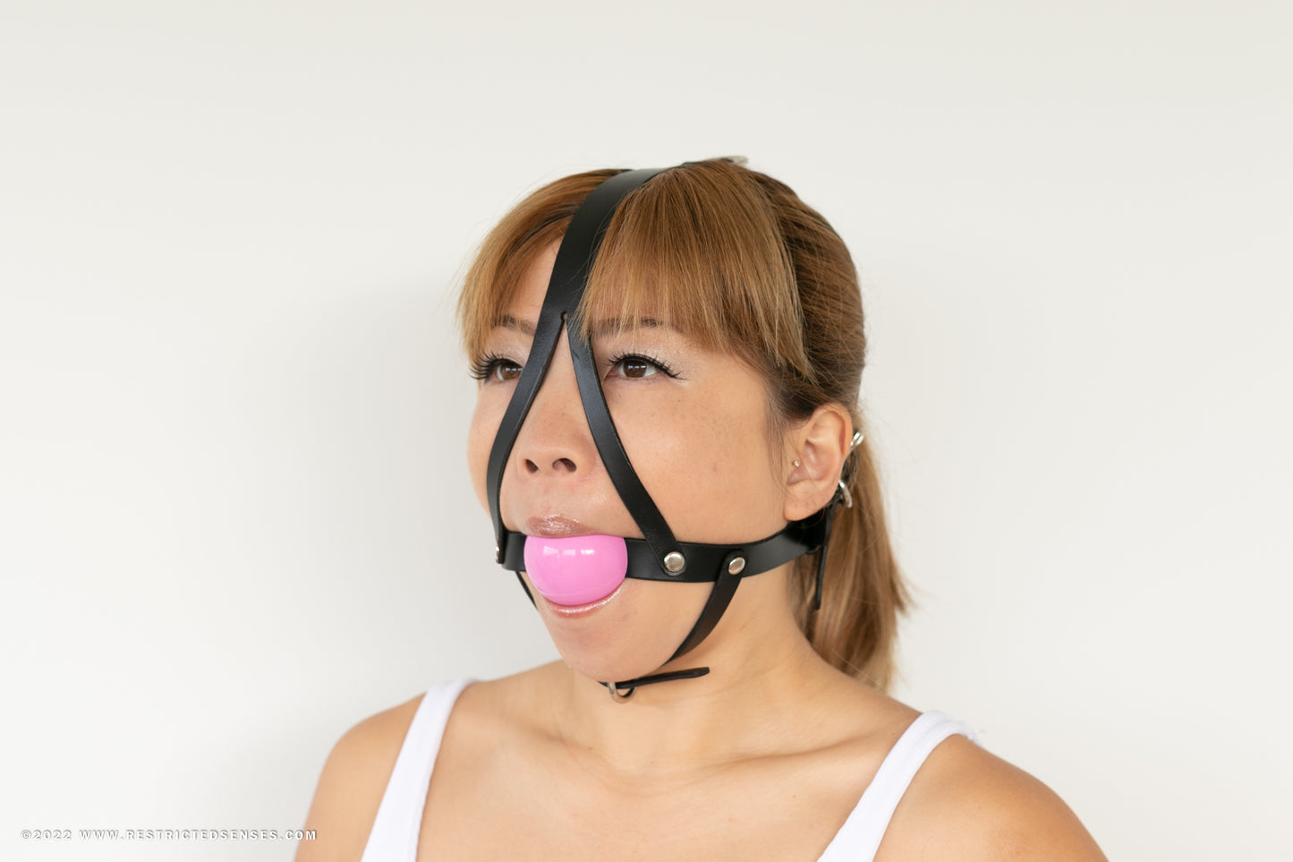 Leather Bondage Simple Style Harness Gag