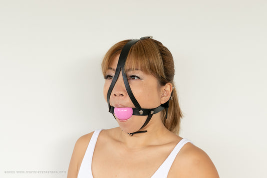 Leather Bondage Simple Style Harness Gag