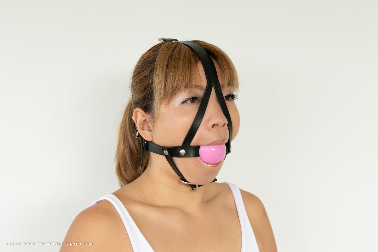 Leather Bondage Simple Style Harness Gag