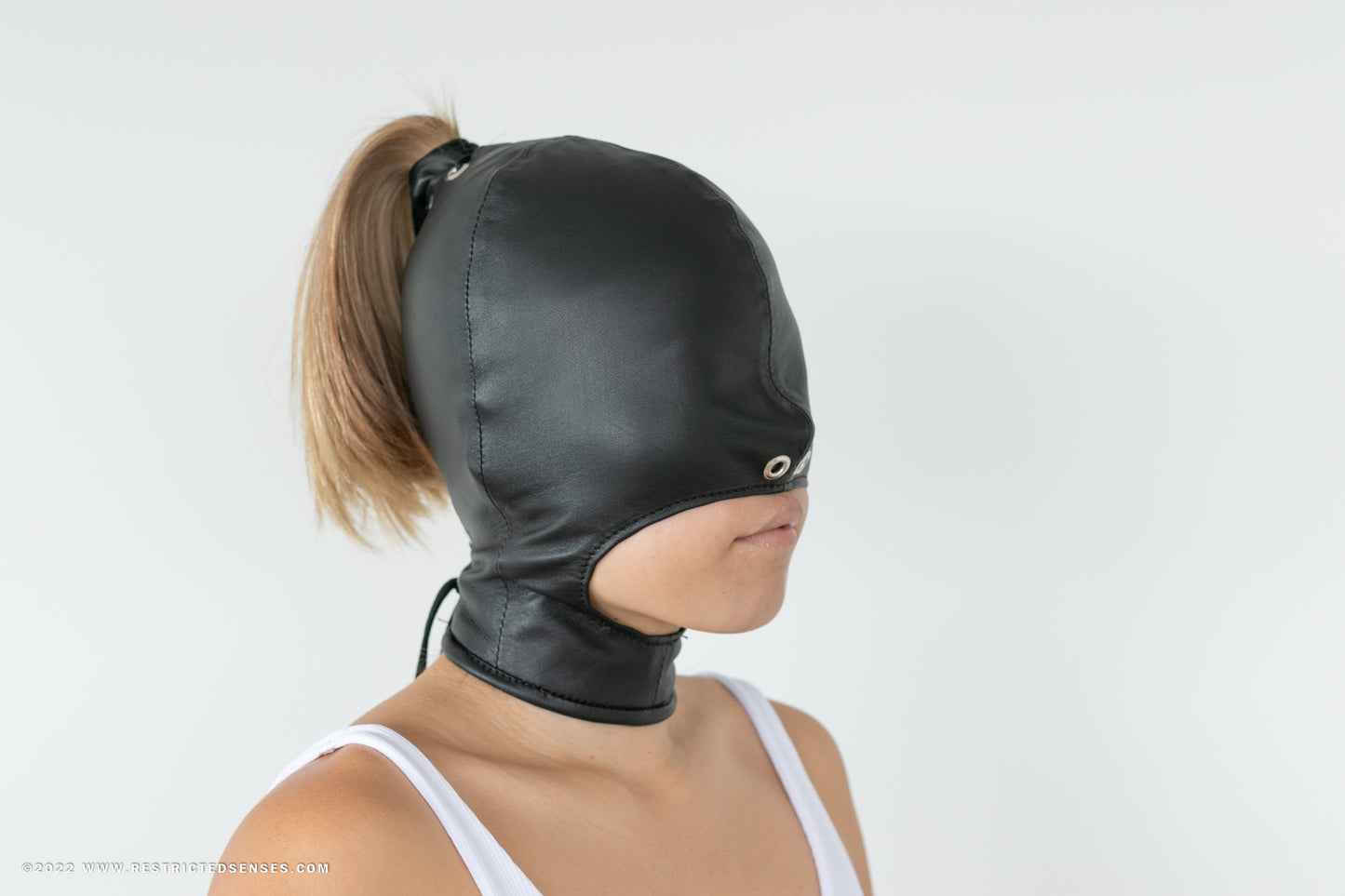 Leather Open Mouth Bondage Hood