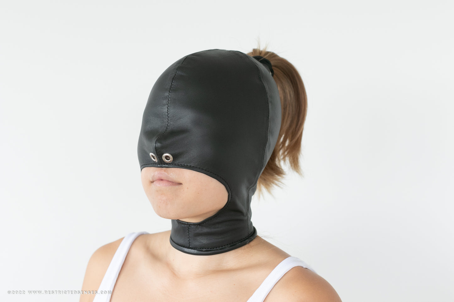 Leather Open Mouth Bondage Hood