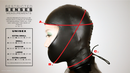 Faux Leather Open Mouth Bondage Hood with Zipper