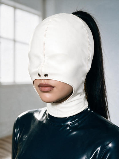 Leather Open Mouth Bondage Hood