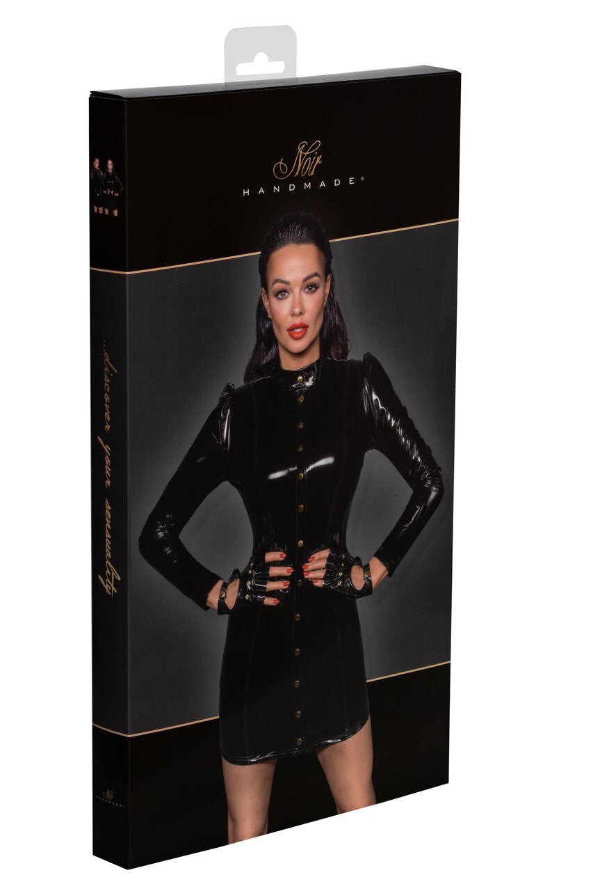 Short PVC Dress with Gold Clasps