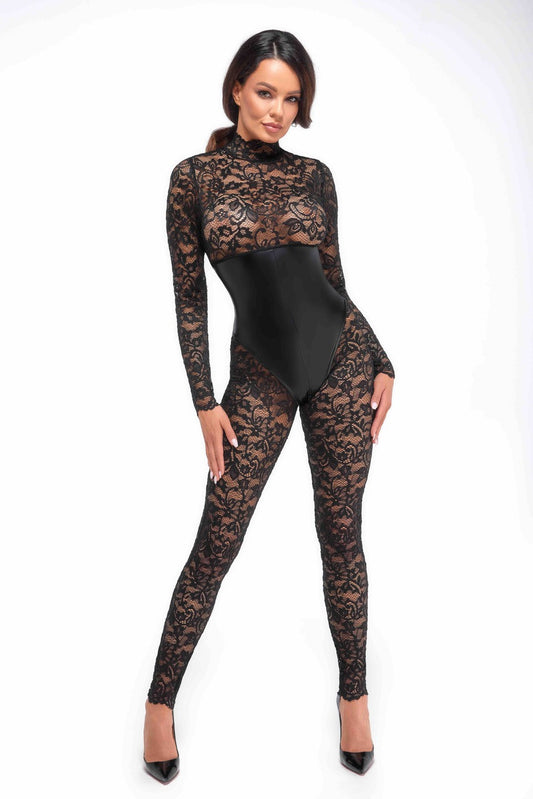 Enigma Lace Catsuit with Underbust Bodice