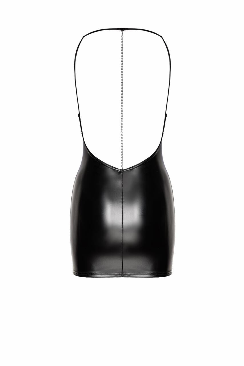 Mirage Wetlook Mini Dress with Rhinestone Chain