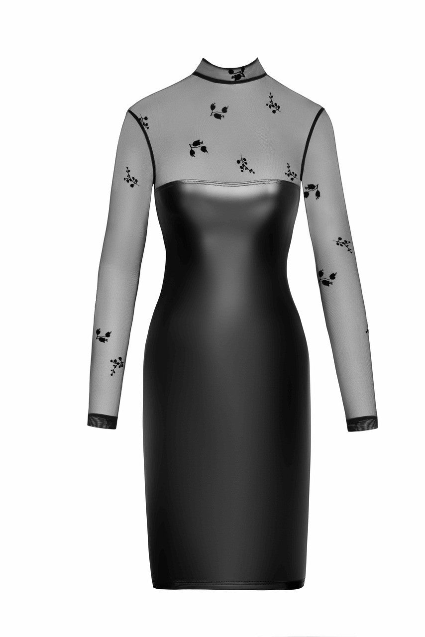Sublime Wetlook and Flocked Mesh Midi Dress