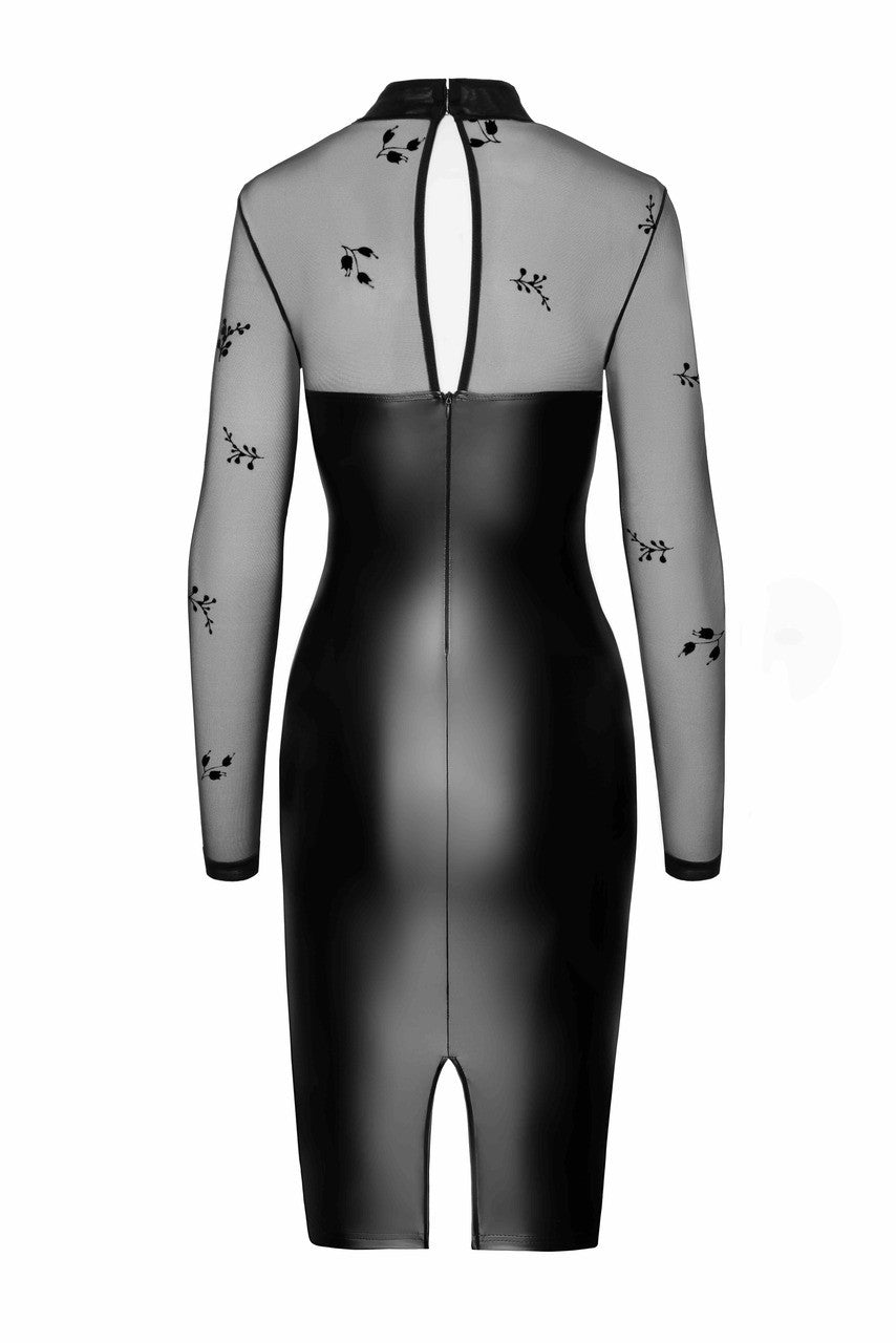 Sublime Wetlook and Flocked Mesh Midi Dress