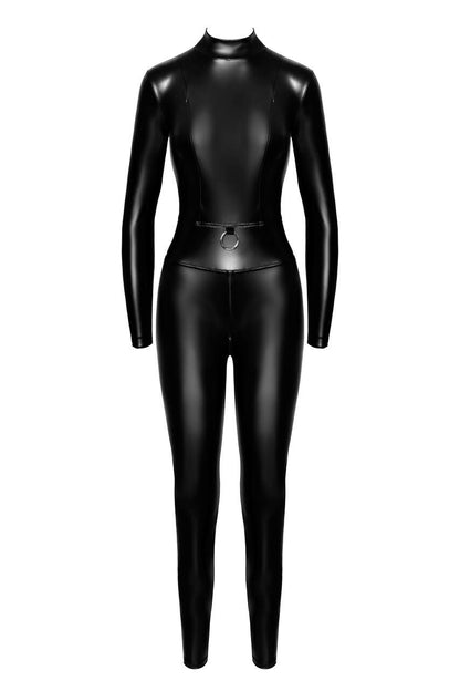 Caged Wetlook Catsuit with Zippers and Ring