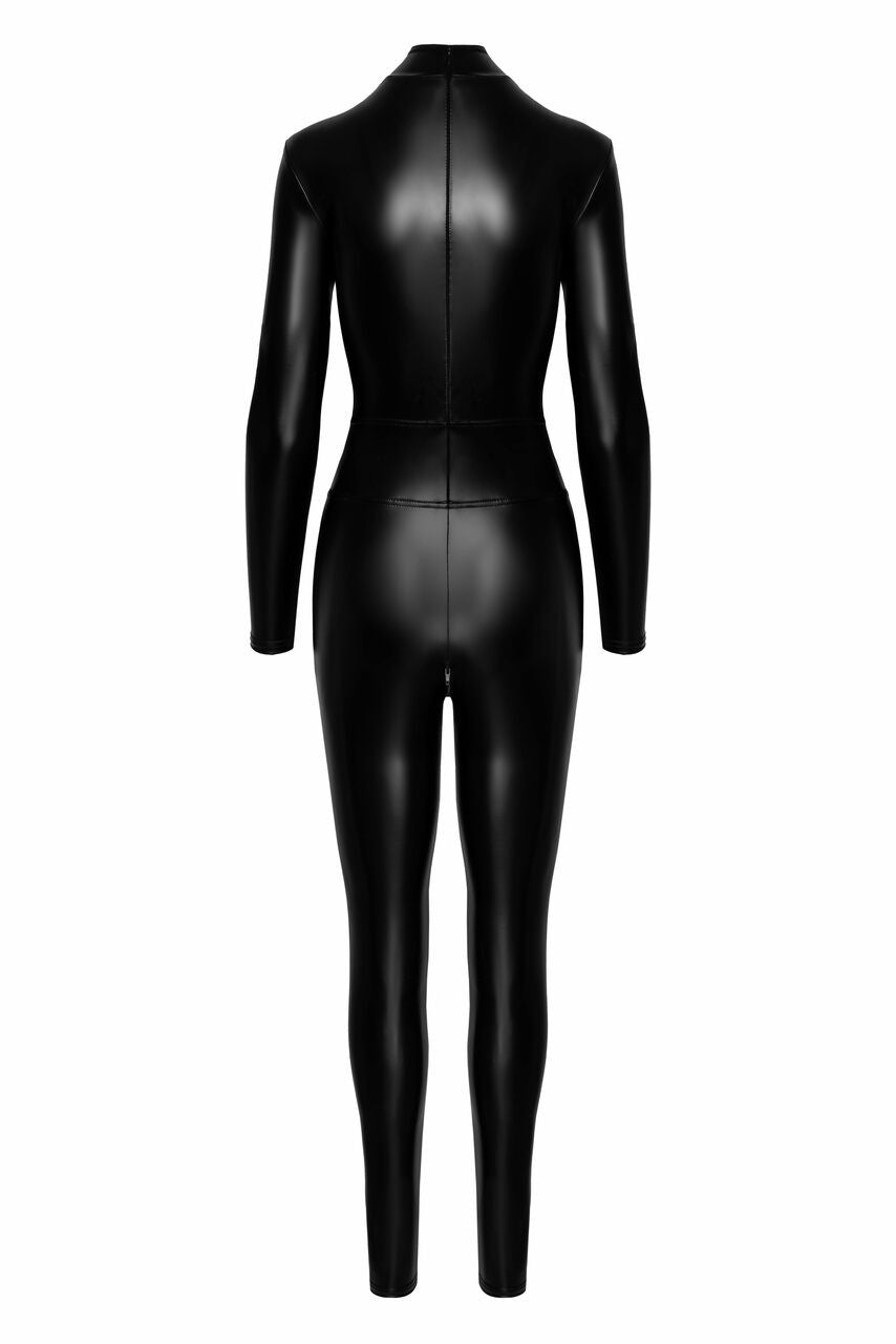 Caged Wetlook Catsuit with Zippers and Ring