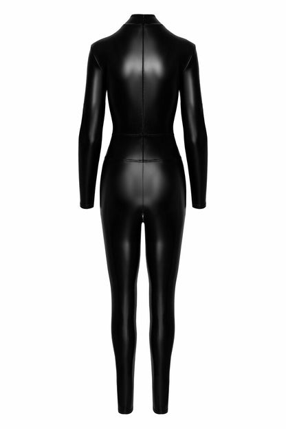 Caged Wetlook Catsuit with Zippers and Ring
