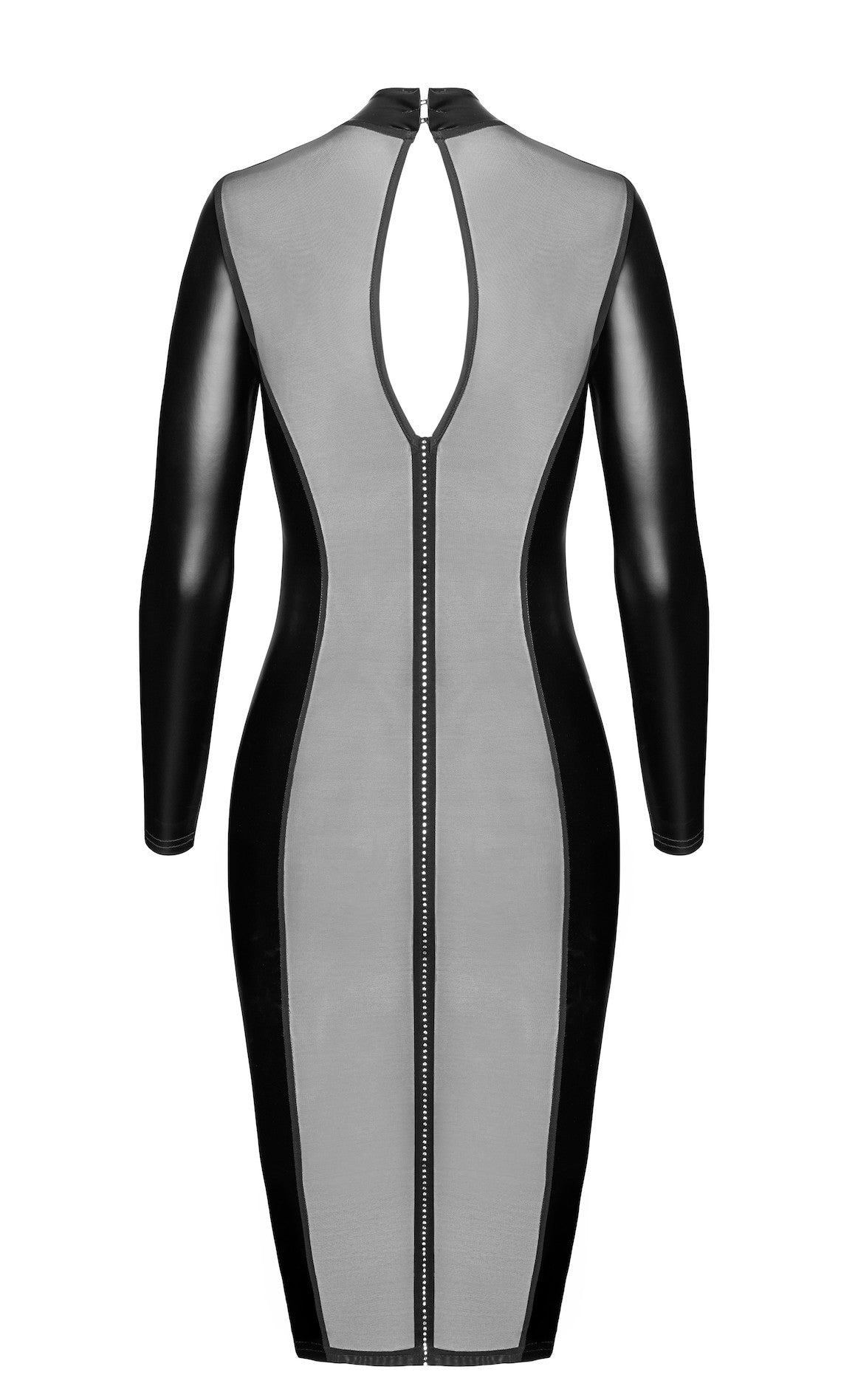 Luxuria Crystal Back Sheer Midi Dress