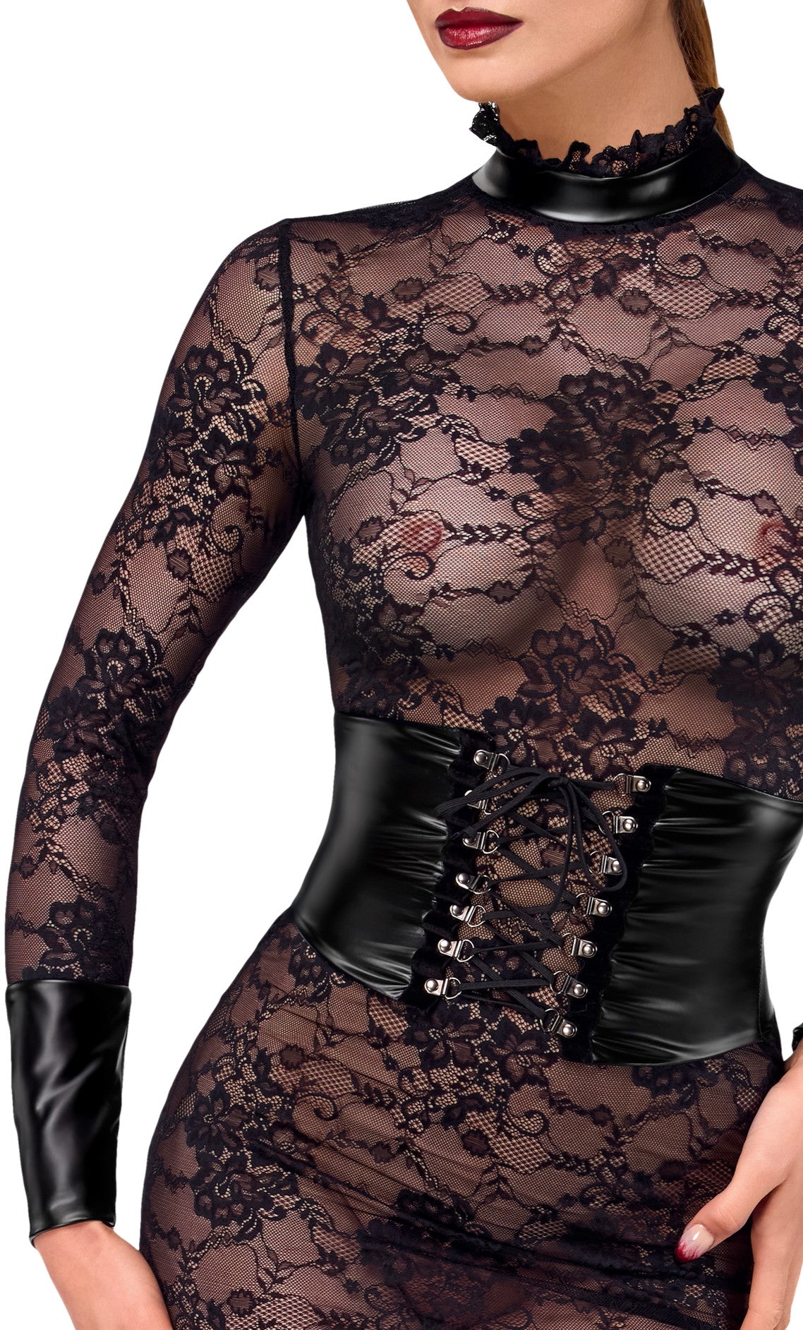 Noirelle Lace Corset Midi Dress