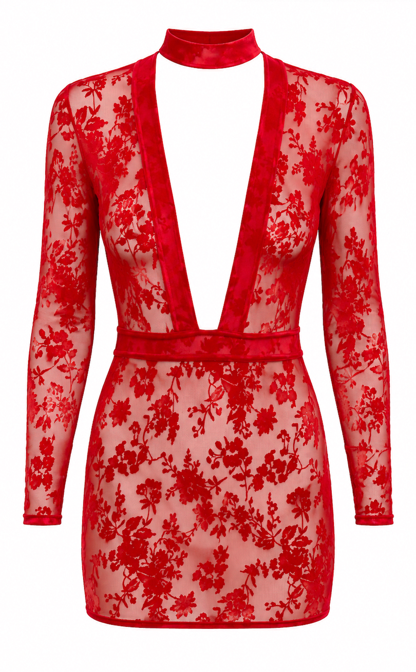 Lovebite Plunging V Mini Dress