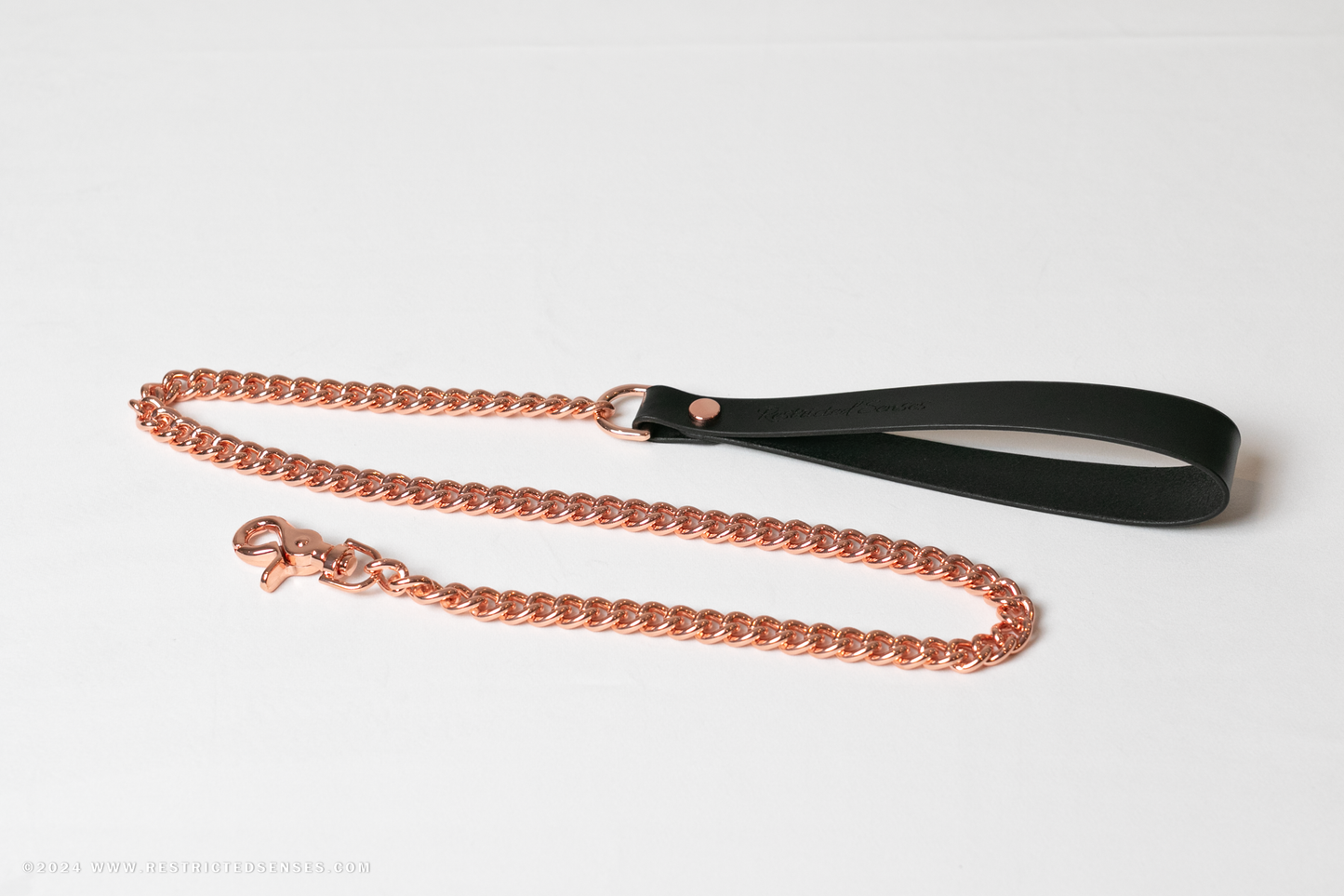 Chain Leash with Leather Handle and Snap Hook Connector