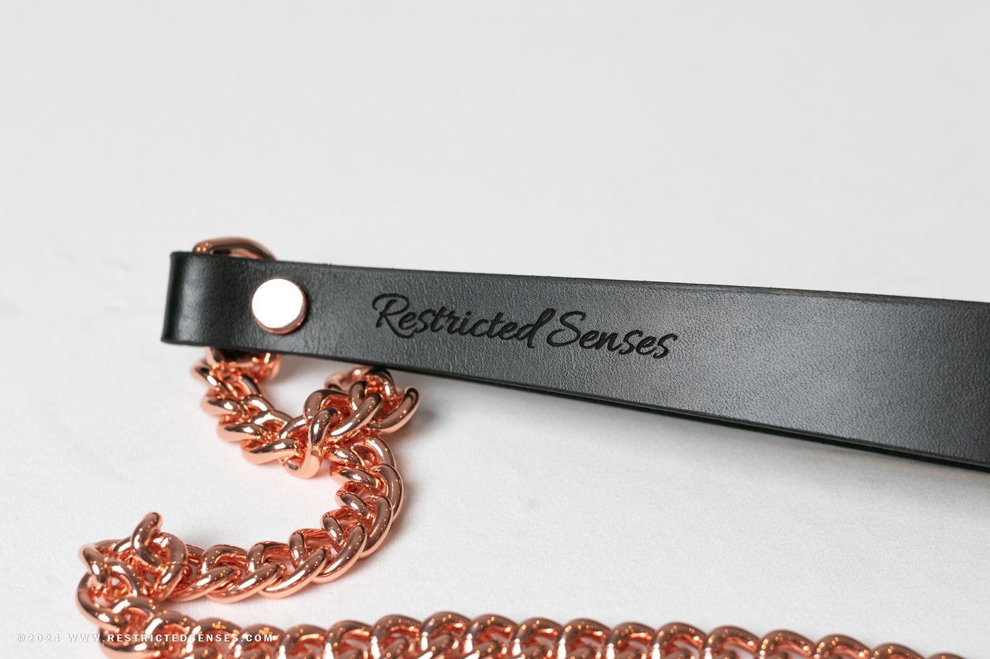 Chain Leash with Leather Handle and Snap Hook Connector