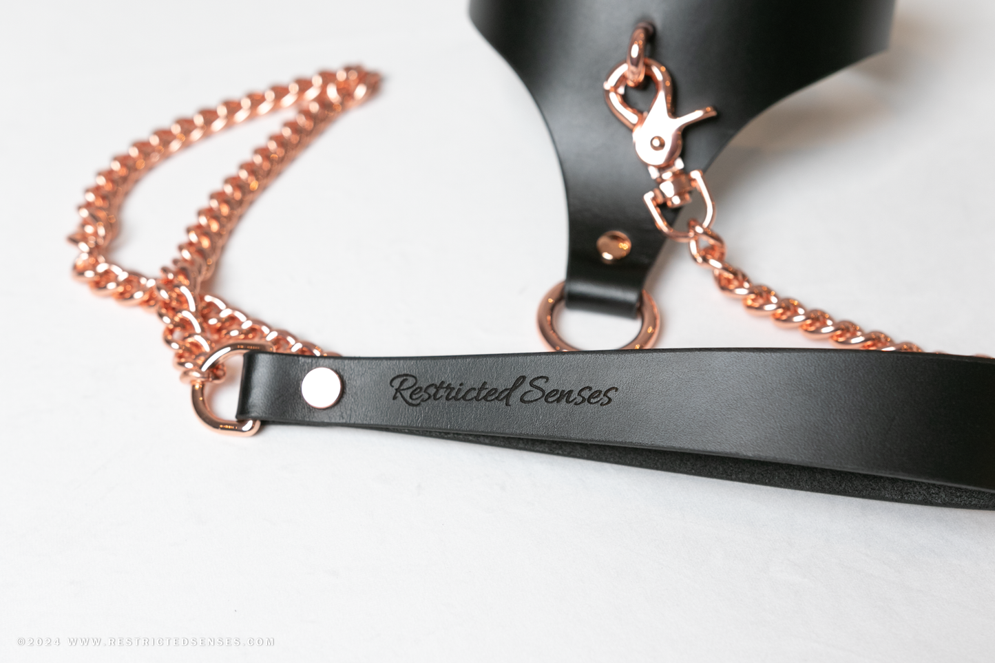 Chain Leash with Leather Handle and Snap Hook Connector