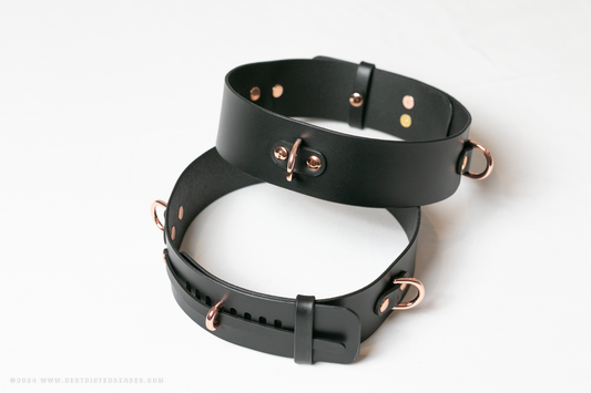 Locking Post Leather Bondage Thigh Cuffs