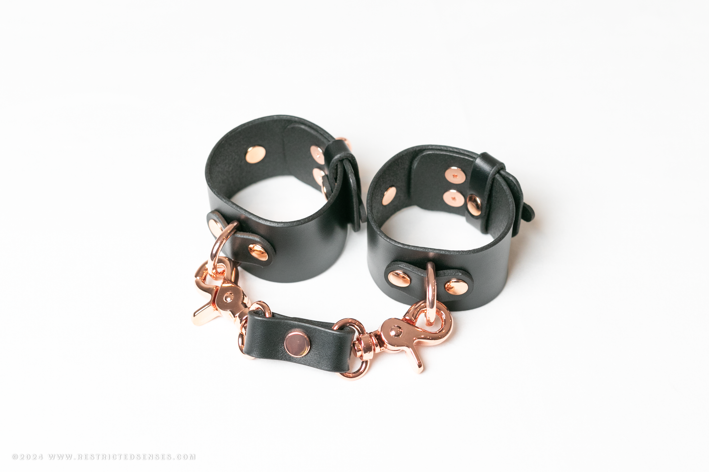 Locking Post Leather Bondage Hand Cuffs