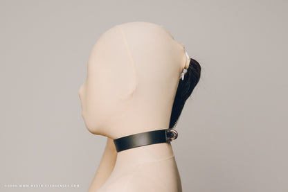 Leather Bondage Engraved Locking Collar