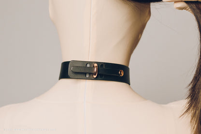 Leather Bondage Engraved Locking Collar