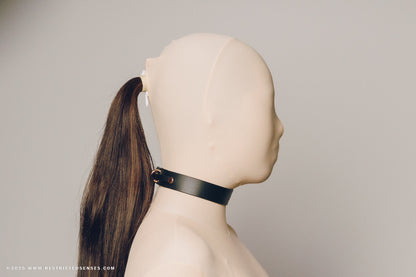 Leather Bondage Engraved Locking Collar