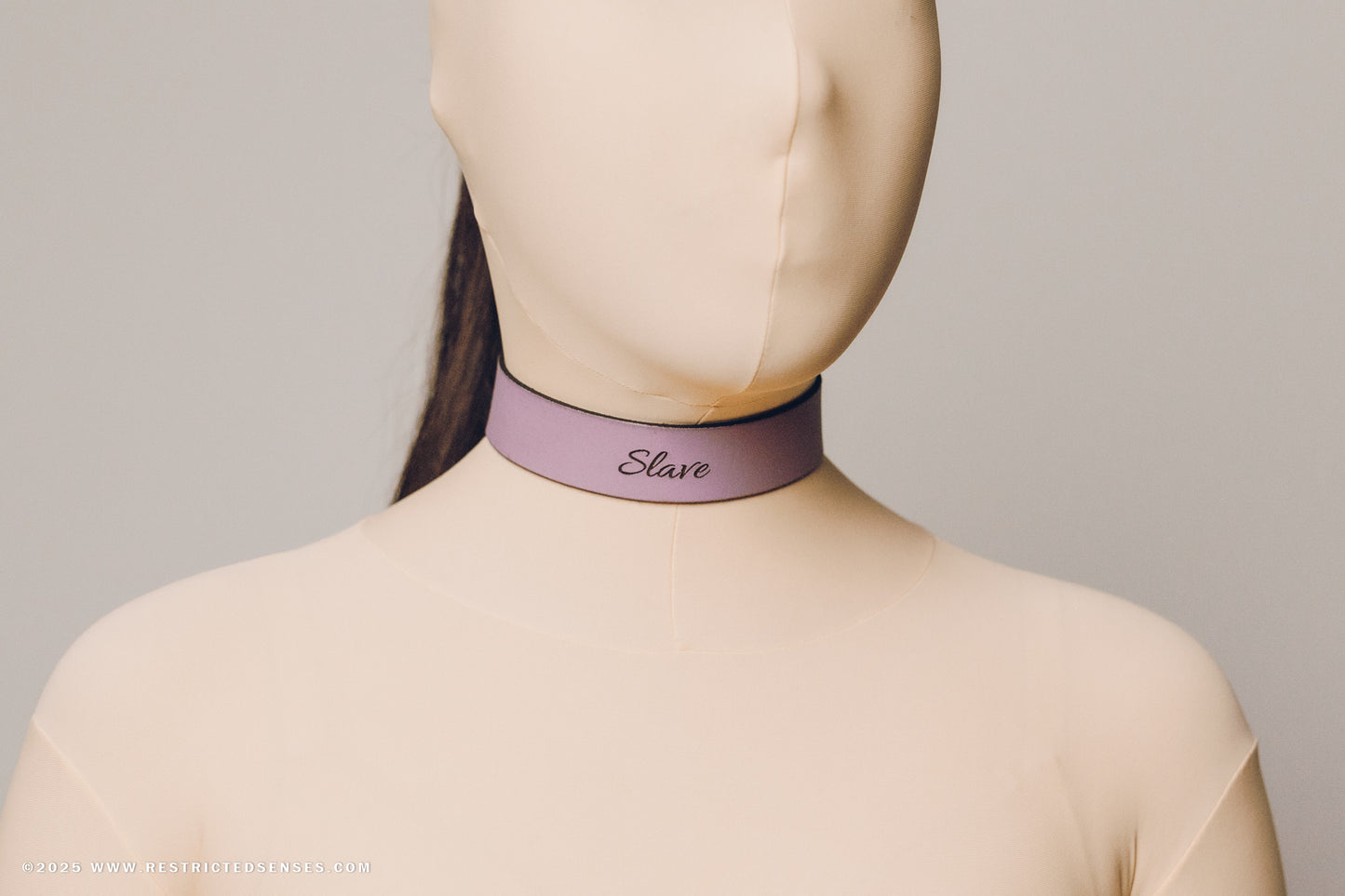 Leather Bondage Engraved Locking Collar