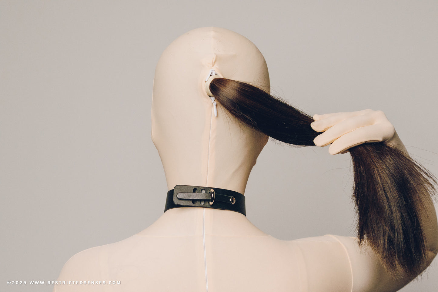 Leather Bondage Locking Collar with Post and Bell