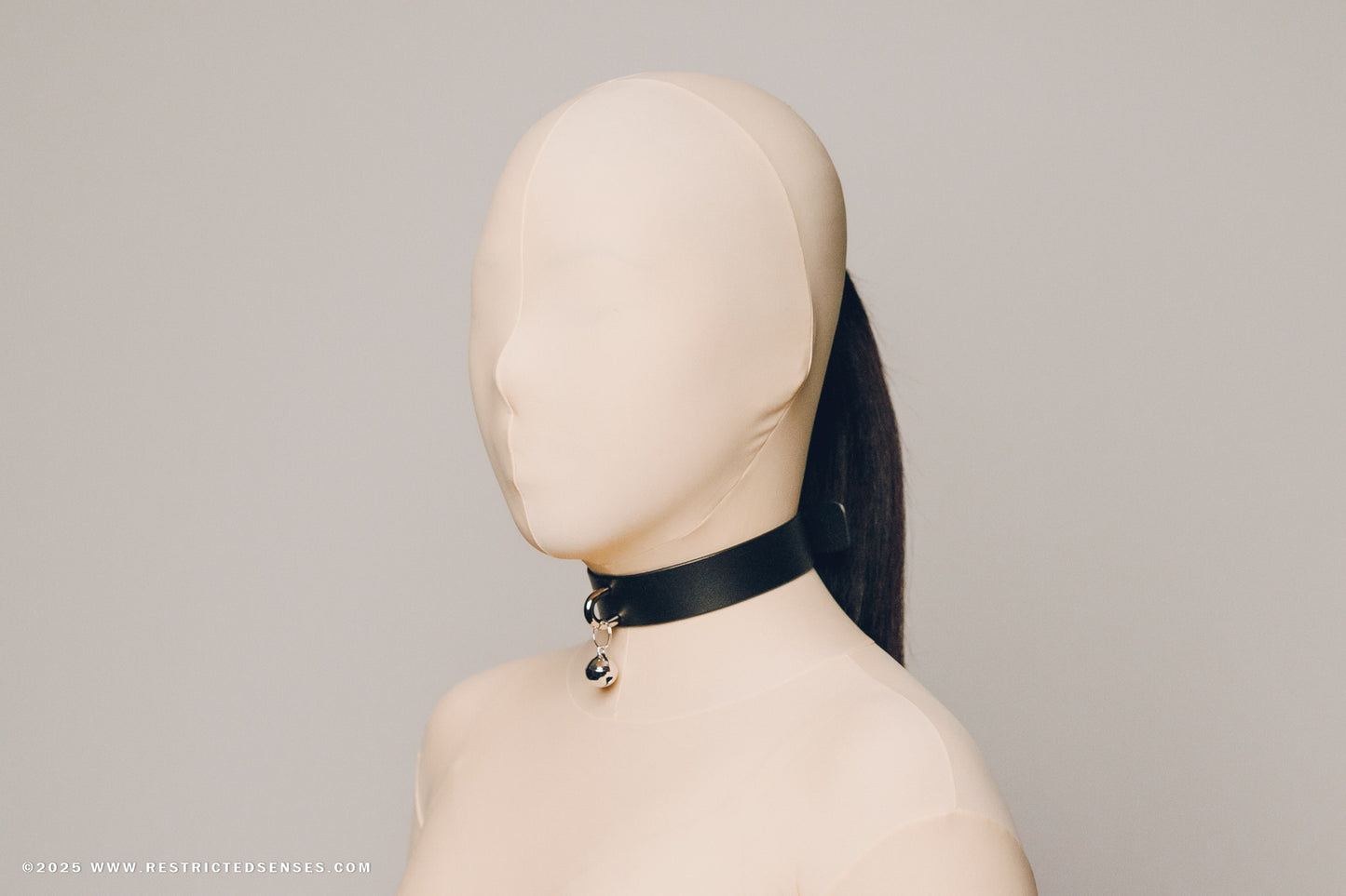 Leather Bondage Locking Collar with Post and Bell