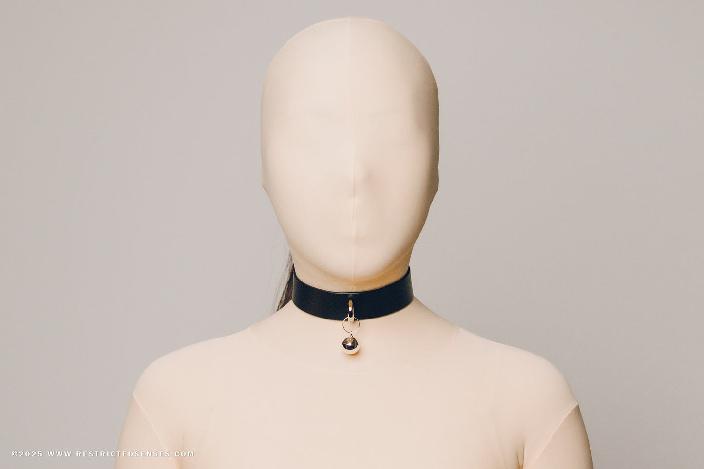 Leather Bondage Locking Collar with Post and Bell