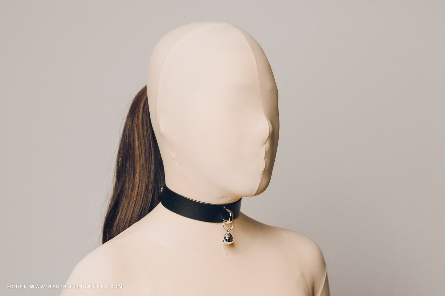 Leather Bondage Locking Collar with Post and Bell