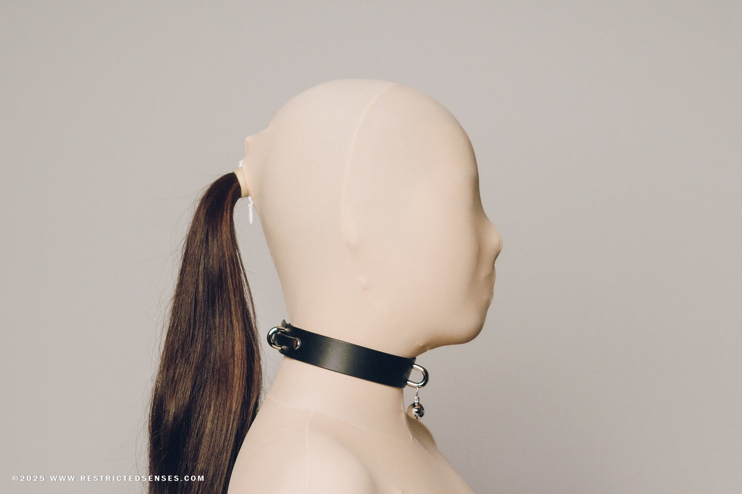 Leather Bondage Locking Collar with Post and Bell