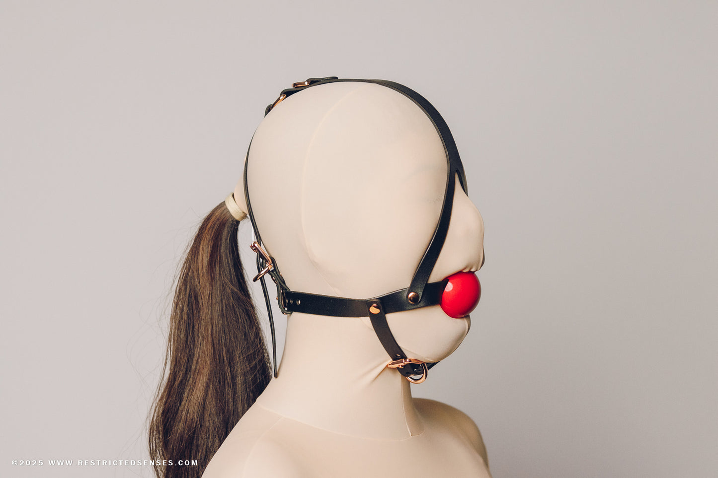 Leather Bondage Simple Style Harness Ball Gag V2