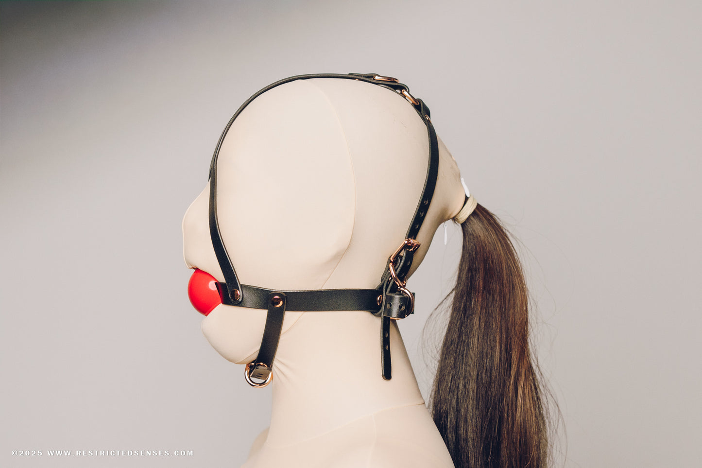 Leather Bondage Simple Style Harness Ball Gag V2
