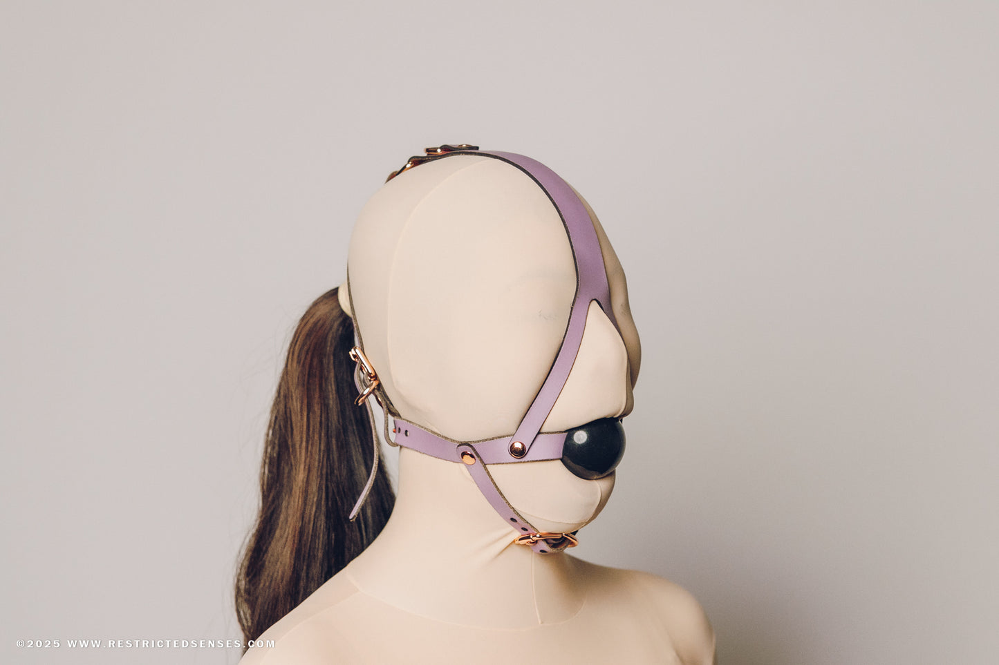 Leather Bondage Simple Style Harness Ball Gag V2