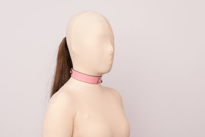 Leather Bondage Locking Collar with Post