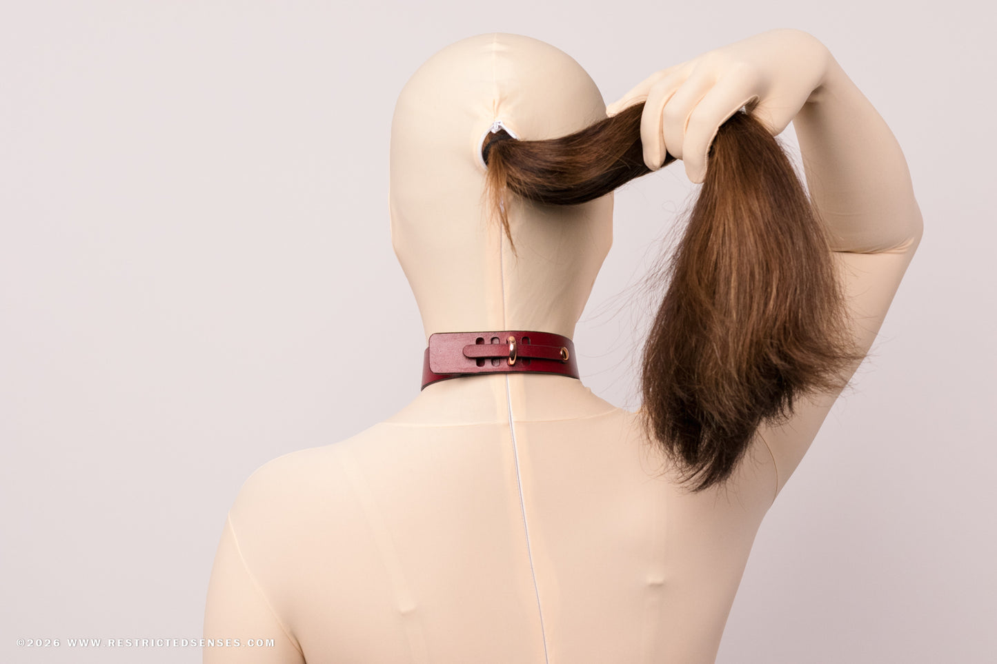 Leather Bondage Locking Collar with Post