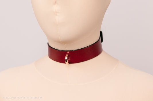 Leather Bondage Locking Collar with Post