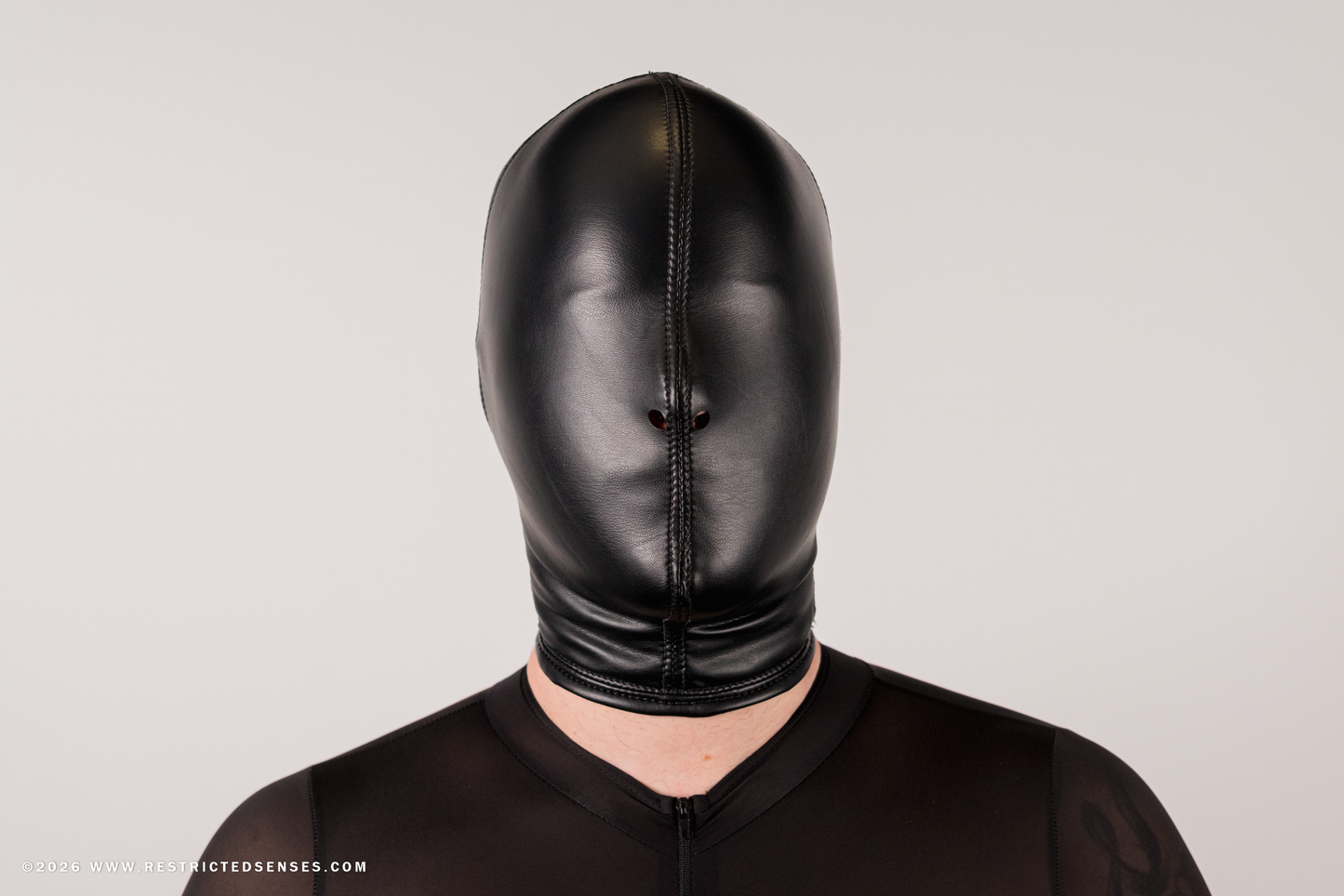 Faux Leather Bondage Hood with Zipper
