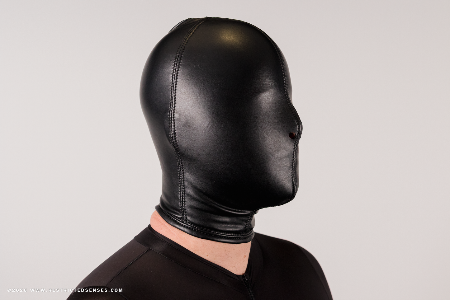 Faux Leather Bondage Hood with Zipper