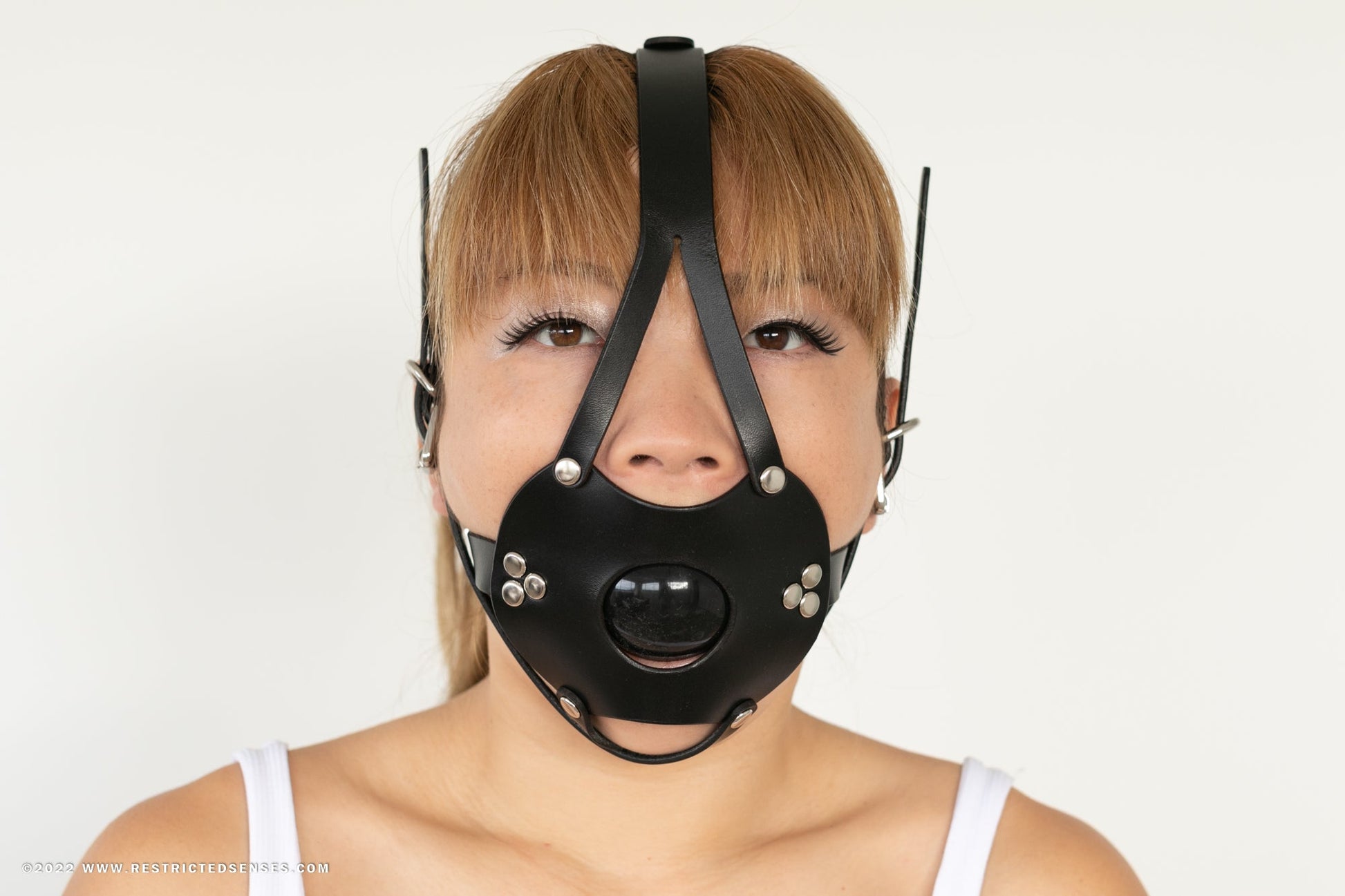 Leather Bondage Heavy Harness Ball Gag - Restricted Senses