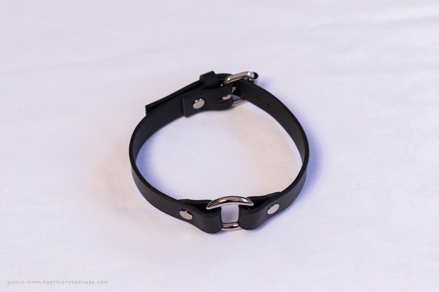 Leather Bondage Mini Collar with O-Ring