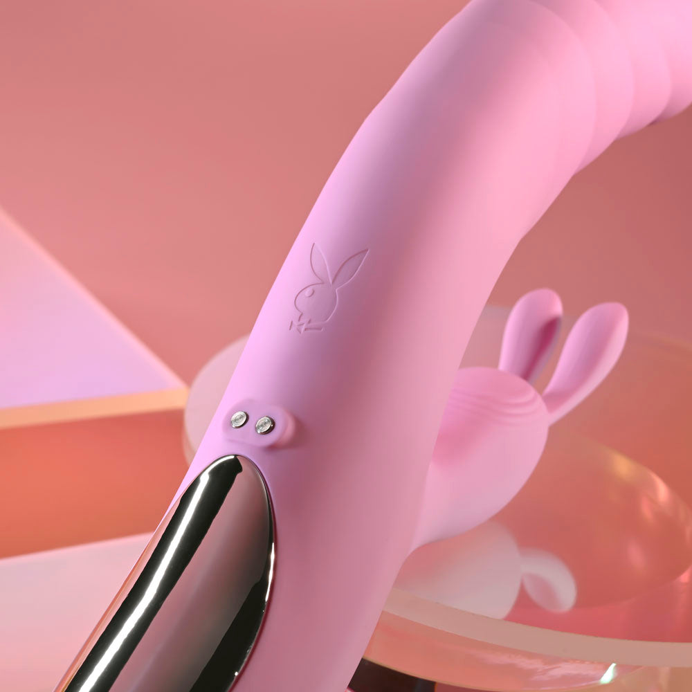 Playboy Pleasure Rub Me Right Thrusting Rabbit Vibrator
