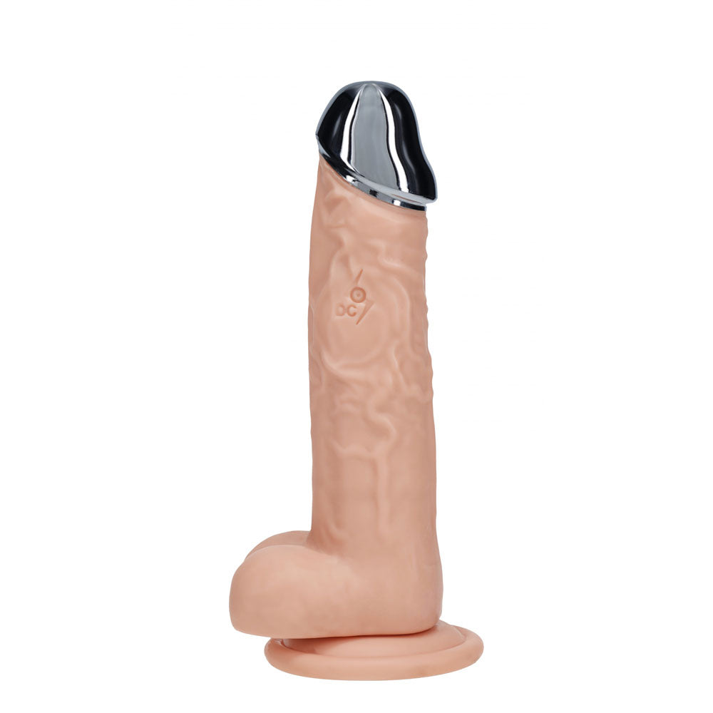 RealRock Metal Head 7in Remote Vibrating Dildo - Flesh